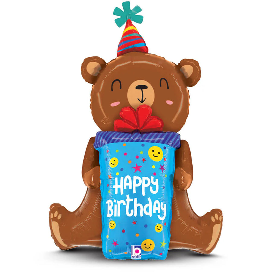 Birthday Smiley Gift Bear Balloon