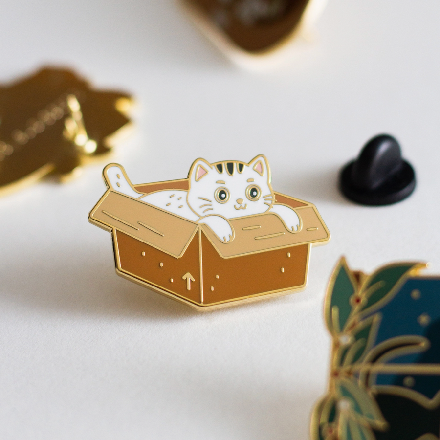 Box Cat Enamel Pin