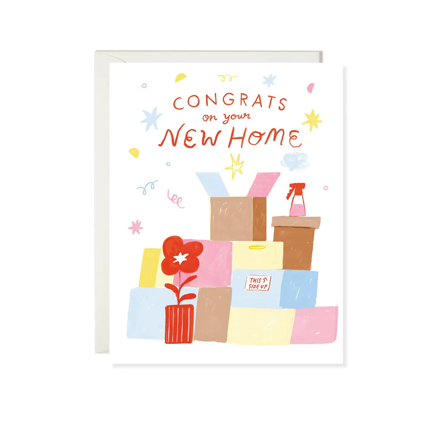 Congrats New Home Moving Boxes Card