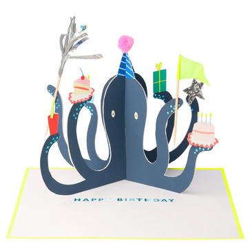 Party Octopus Stand-Up Birthday Card