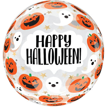 Pumpkins and Ghosts Happy Halloween Clear Balloon