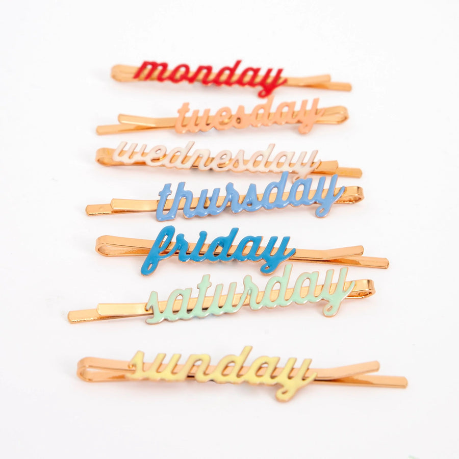 Week Day Enamel Hair Slides