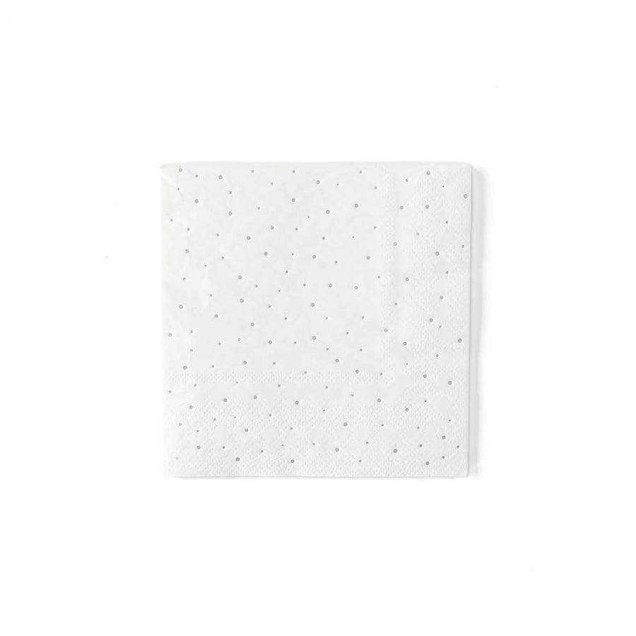 Winter White Mini Silver Dot Napkins