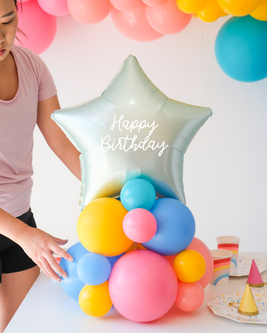 Rainbow Funfetti Balloon Centerpiece