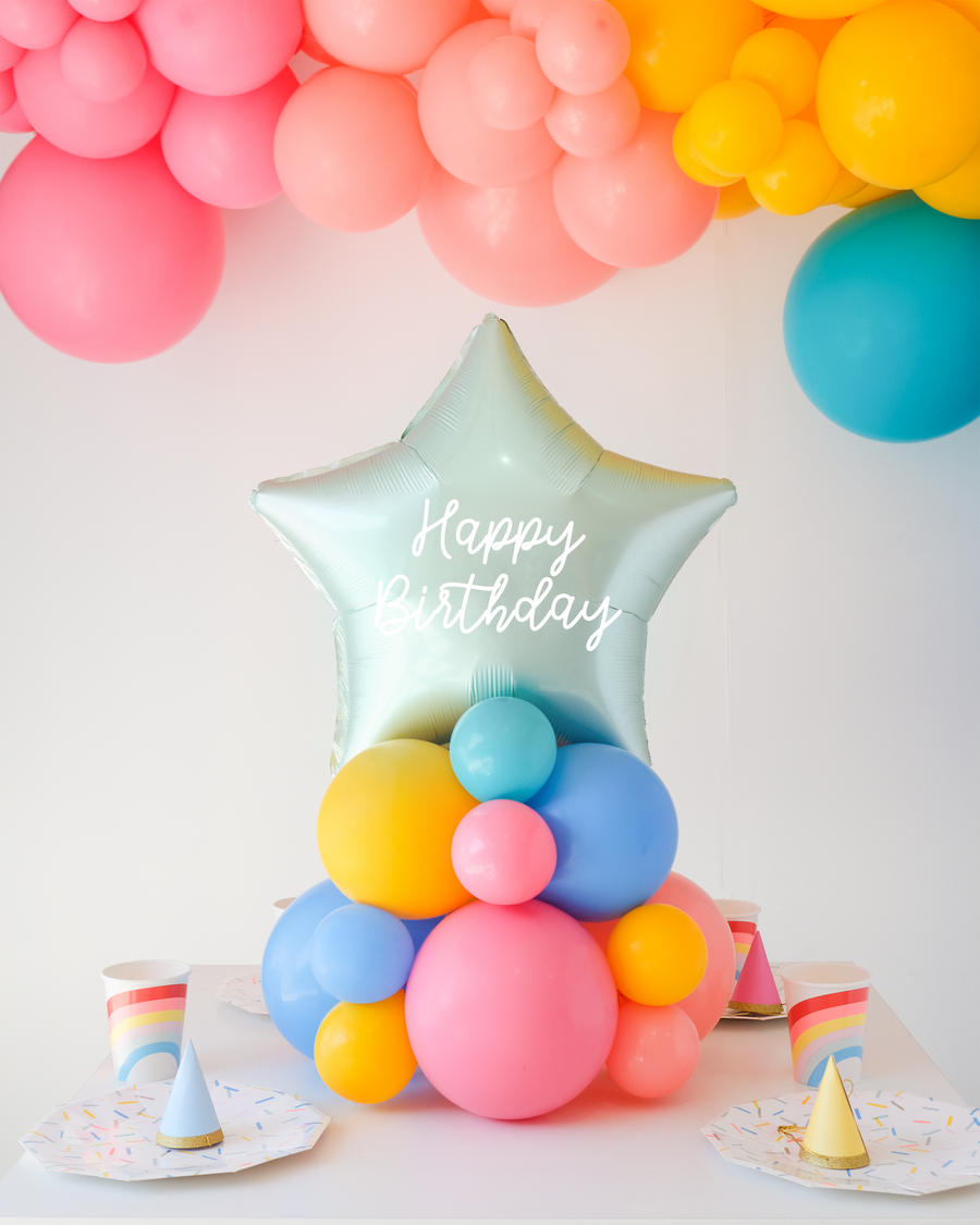 Rainbow Funfetti Balloon Centerpiece