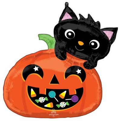 Cat and Candy Pumpkin Halloween Balloon